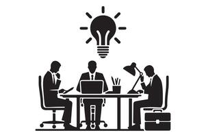 Simple Work at Desk Icon Silhouette Illustration vector