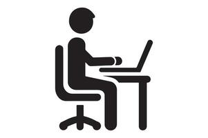 Black Silhouette of Desk Job Icon for Professional Use vector