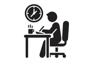 Modern Black Silhouette of Desk Work Icon for Office Projects vector