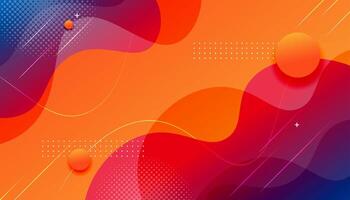 Abstract gradient blue and orange fluid shape modern background vector