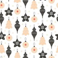 Seamless Pattern with Christmas Tree Glass Ornaments vector