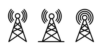 Broadcast icon line. Signal tower line. Transmitter antenna icon vector