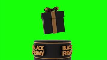 Black Friday Gift Rotating On Podium 3D Animation On Green Screen video
