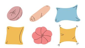 set of pillows. Hand drawn doodle illustration. vector