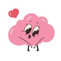 Cute pink brain character with heart. with hearts valentines day. illustration designWeb vector