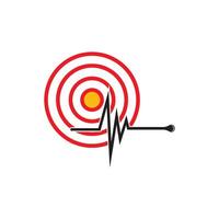A red and black arrow with a heartbeat on it vector