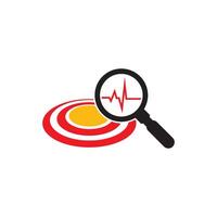 A magnifying glass is on top of a target vector