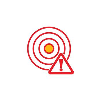 A red target with an exclamation mark on it vector