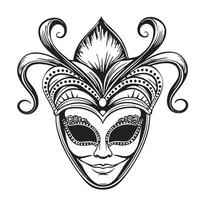Carnival mask hand drawn engraving style sketch vector