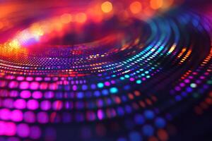 Abstract blurred neon gradient background texture. Colorful digital grainy soft noise effect. Multicolor vintage retro. Generated by artificial intelligence photo