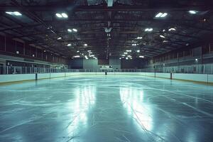 An empty ice arena for hockey or figure skating. photo