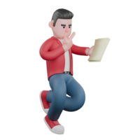Animated 3D Vocal Artist. A male singer walks while reading a note in his left hand with a thoughtful expression. Entertainment Star png
