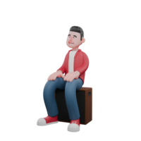 Animated Cartoon Singing Character. A male singer is sitting on a speaker while in a daze with both hands on his knees. Music Personality png