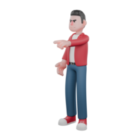 Illustrated Singer in 3D. A male singer stands while pointing forward with his left hand. Music Personality Model png
