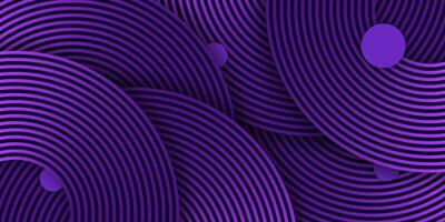 Abstract purple, glowing geometric lines on a dark purple background. Modern shiny purple circle lines pattern. Suit for cover, poster, banner, brochure, header, and website vector