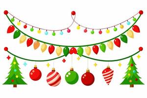 Bright Christmas Lights Graphics for Holiday Design Projects Ideal for Greeting Cards, Logos, Illustrations, Gift Tags, and Unique Seasonal Branding to Illuminate Your Festive Creations vector