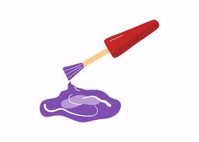 Nail polish. Colored nail design, manicure brush. Drop of colored varnish. Background isolated. vector