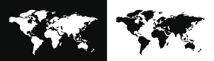 silhouette world map template with all continents vector