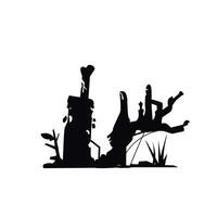 Broken zombie hand sticking out of the ground. Spooky Halloween decoration suitable for posters and web vector
