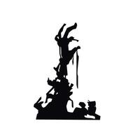 zombie hand mixed with trash coming out of the ground. Creepy Halloween decoration suitable for posters and web vector