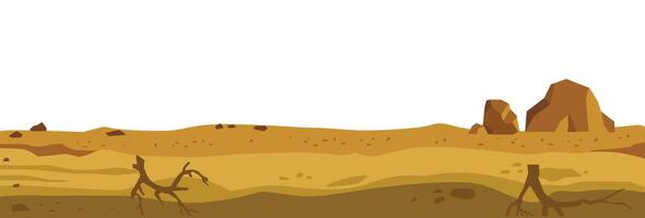 soil layer in hot and dry conditions, flat seam game level. cross section of natural earth texture near desert and sandy vector