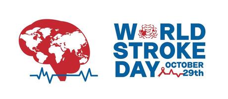 World Stroke Day, illustration of a brain with a world map inside. Suitable for posters and banners vector