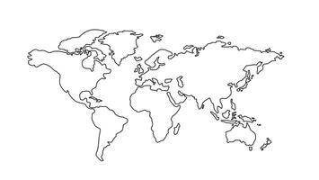 world map in line art vector