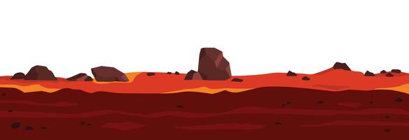 layer of land in hot and barren conditions, flat seam game level. cross section of natural earth texture near mountains and hot areas vector