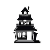 creepy house with fence. Flat illustration of broken and horror building icon, perfect for Halloween. vector