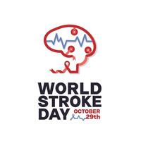World Stroke Day, illustration of a brain-shaped ribbon with side-view frequency. Suitable for posters and banners vector