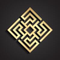 3d golden geometric linear shape square logo design vector