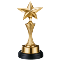 Golden Trophy with Star on Top for Competition or Award Recognition in Various Fields png
