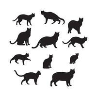 Silhouette of a cat in 2D flat illustration style vector