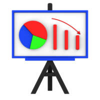 3d presentation icon with pie chart and company loss statistics png