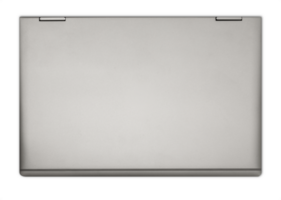 Modern light gray laptop with sleek design, on transparent background. Top view. Cut out closed computer, notebook. Technology, work from home theme, office equipment. png