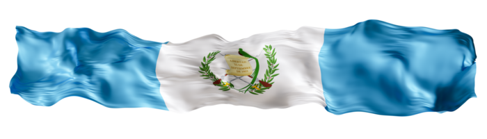 Stylized flag of Guatemala waving in the wind on transparent background. Footer, header or divider. Cut out wide, panoramic element. Banner for patriotic themes or national event promotions. 3D. png