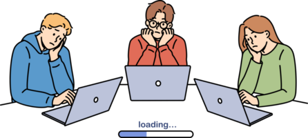 Poor internet speed frustrates students using laptops and waiting for educational apps to load. Slow internet speed reduces team productivity, idle due to software or website freezes png