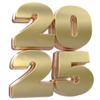 new year 2025 gold number 2025 3d render png