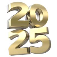 3d text new year 2025 gold realistic rendering new year png
