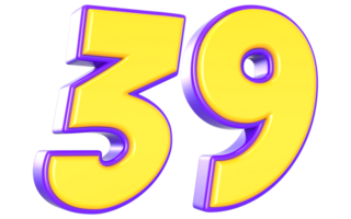 39 Number 3D Yellow And Purple png