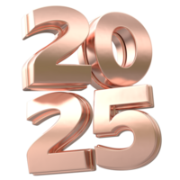 the number 2025 is made of copper and is on a transparent background png