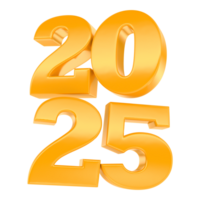 yellow Number 2025 Happy New Year 3D Render png