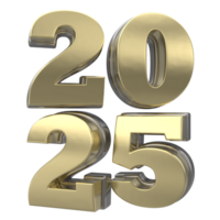 2025 number gold happy new year 3d render png