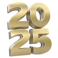 3d text new year 2025 gold realistic rendering new year celebration png