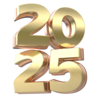 Happy New Year 2025 Number Gold 3D Render png