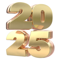 golden numbers on transparent background, with the number 2025 png