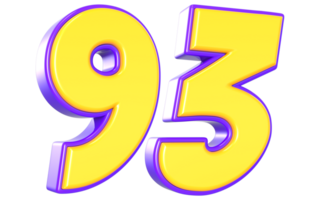 93 Number 3D Yellow And Purple png