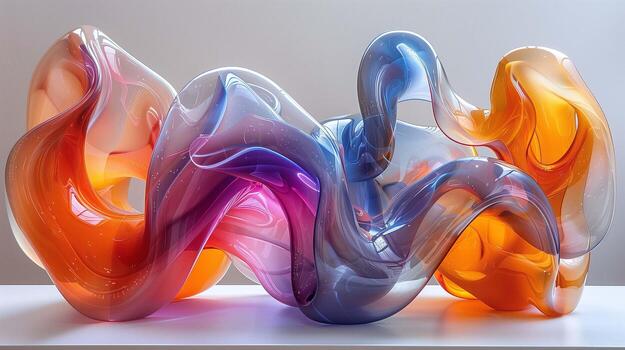 Artwork of glass capturing motion dynamic 3d rendering image. Gradient plastid creative composition background wallpaper colorful realistic. Modern art expression concept idea photo