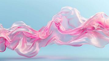 Dynamic flow of pink liquid on blue background image. Abstract fluid pattern 3d illustration wallpaper picture backdrop. Motion through space concept for business presentation corporate photo