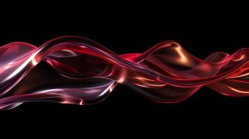 Clear red water waves on black background image. Abstract liquid stream 3d illustration wallpaper picture backdrop. Decorative ornament concept for business presentation corporate photo